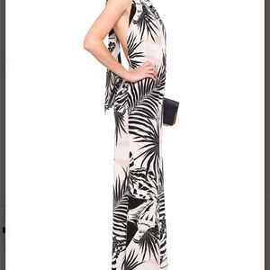 Stella McCartney Tropical Black and White Halter Silk Jumpsuit Italian S…